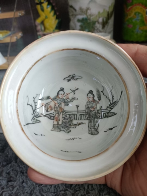 古玩陶瓷同治墨彩黛玉葬花洗拍賣，當前價格3888元