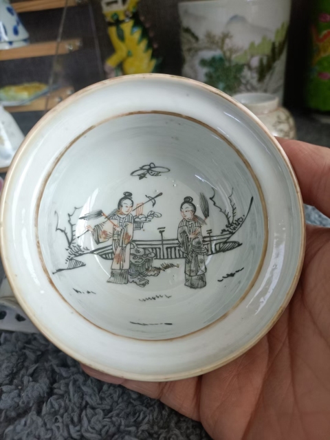 古玩陶瓷同治墨彩黛玉葬花洗拍賣，當前價格3888元