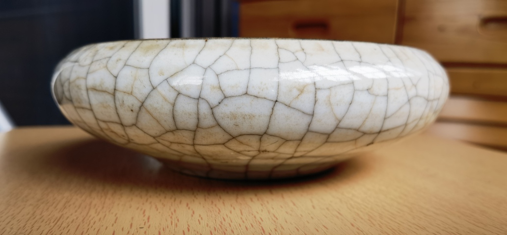 古玩陶瓷哥釉鏜鑼洗真品鑒賞圖