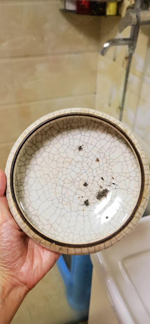 古玩陶瓷哥釉鏜鑼洗真品鑒賞圖