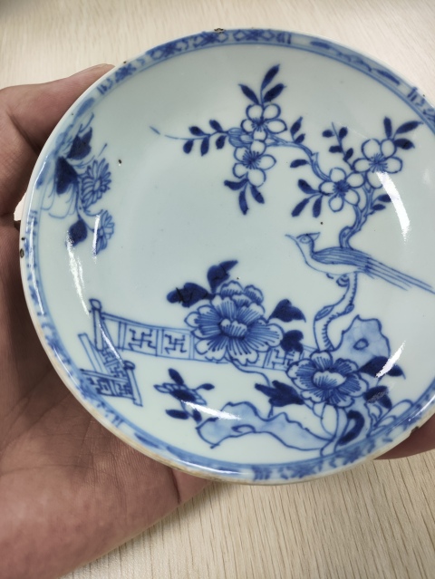 古玩陶瓷花鳥紋青花盤拍賣,當前價格350元