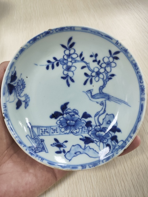 古玩陶瓷花鳥紋青花盤拍賣,當前價格350元