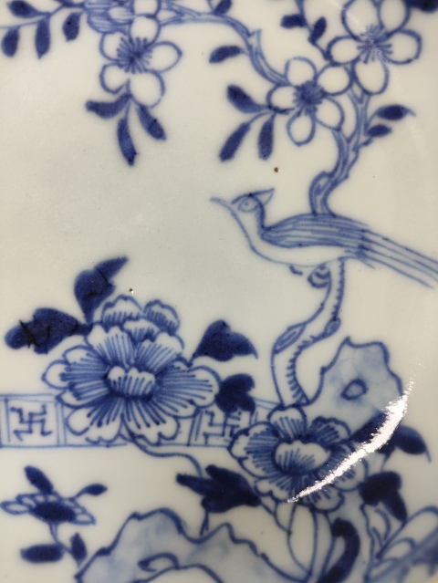 古玩陶瓷花鳥紋青花盤拍賣,當前價格350元