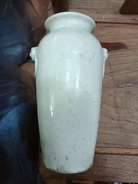 古玩陶瓷漳州窯雙鋪首白釉瓶拍賣，當前價格4500元