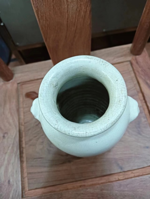古玩陶瓷漳州窯雙鋪首白釉瓶拍賣，當前價格4500元