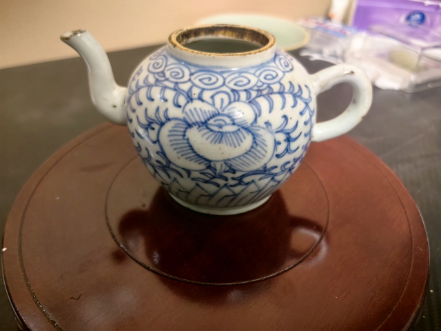 古玩陶瓷青花淡描花卉紋茶壺拍賣，當前價格299元