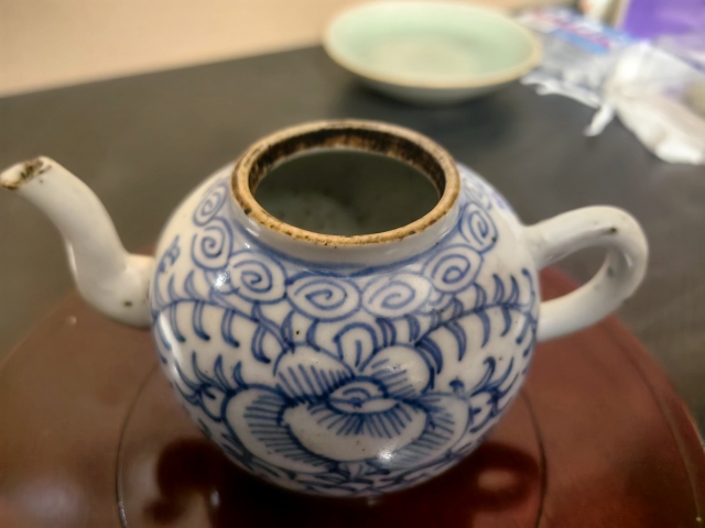 古玩陶瓷青花淡描花卉紋茶壺拍賣，當前價格299元