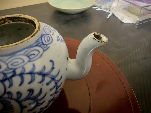 古玩陶瓷青花淡描花卉紋茶壺拍賣，當前價格299元