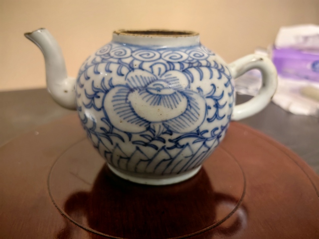 古玩陶瓷青花淡描花卉紋茶壺拍賣，當前價格299元