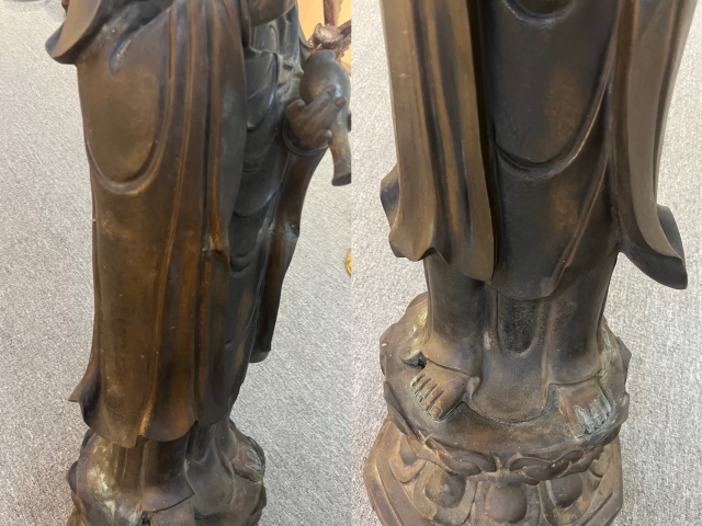 观音像，古銅製，時代物，高63cm，重8000克。 石叟银丝镶嵌铜观世音菩萨立像, 晚明时期(简体版) - Soto Asian