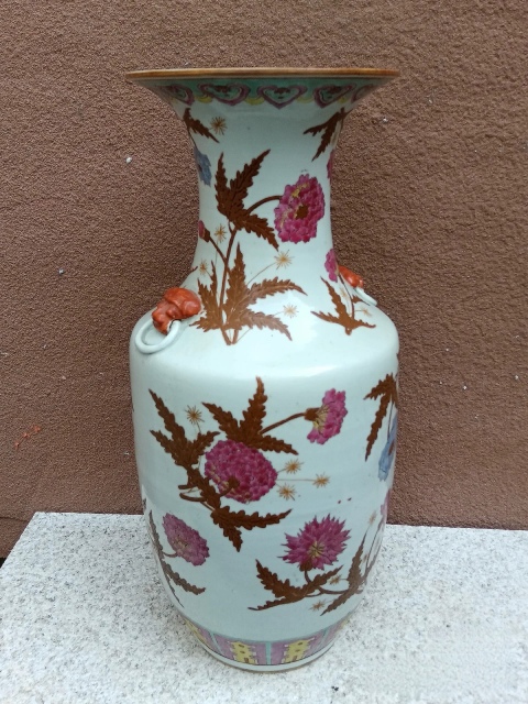 古玩陶瓷晚清民國(guó)粉彩花卉紋獅耳撇口瓶【尺寸大精品】拍賣,當(dāng)前價(jià)格0元