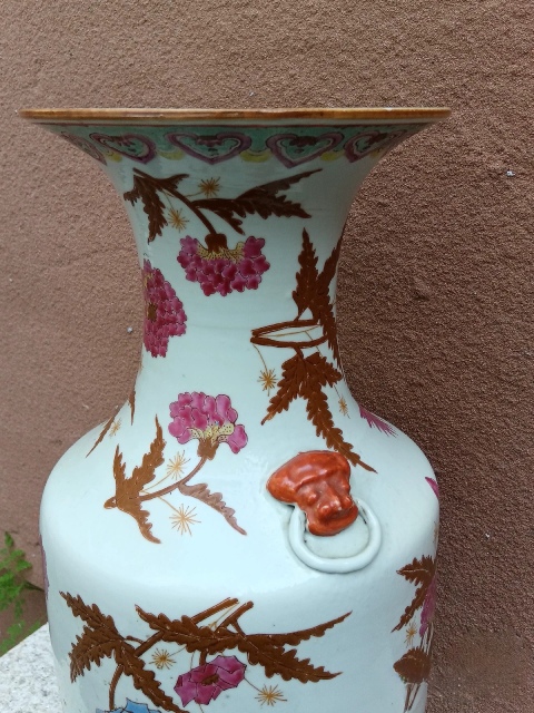 古玩陶瓷晚清民國(guó)粉彩花卉紋獅耳撇口瓶【尺寸大精品】拍賣,當(dāng)前價(jià)格0元