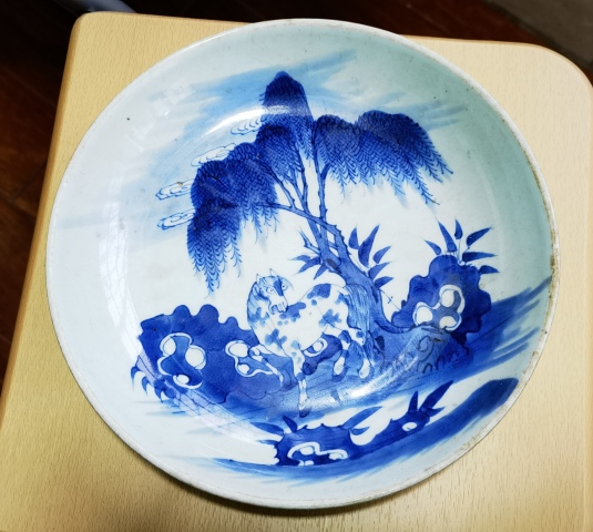 古玩陶瓷清代青花盤真品鑒賞圖