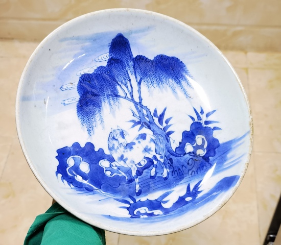 古玩陶瓷清代青花盤真品鑒賞圖