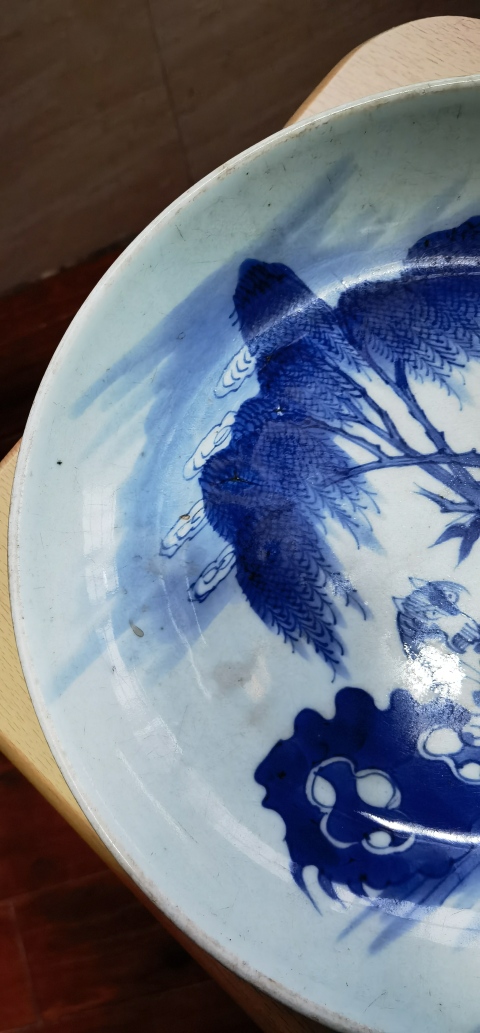 古玩陶瓷清代青花盤真品鑒賞圖