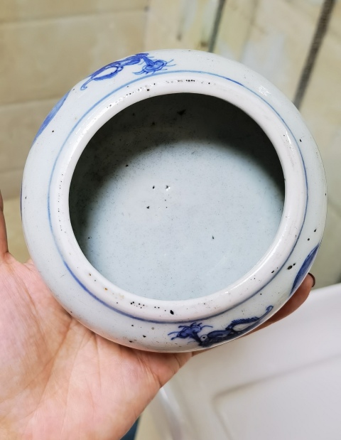 古玩陶瓷青花赤龍水盂真品鑒賞圖