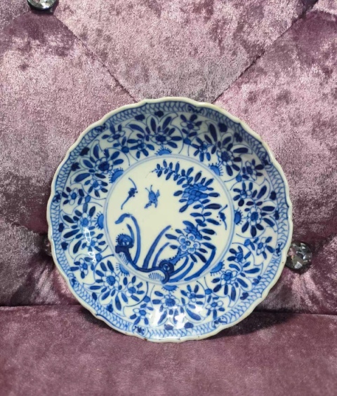 古玩陶瓷花卉紋青花盤拍賣,當前價格1200元