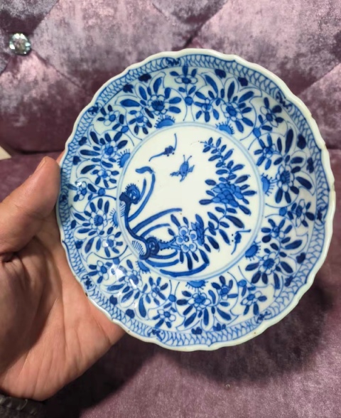 古玩陶瓷花卉紋青花盤拍賣,當前價格1200元