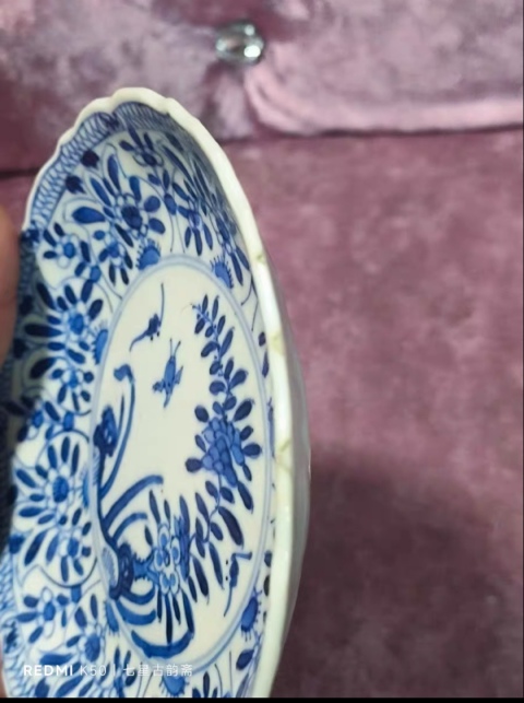 古玩陶瓷花卉紋青花盤拍賣,當前價格1200元