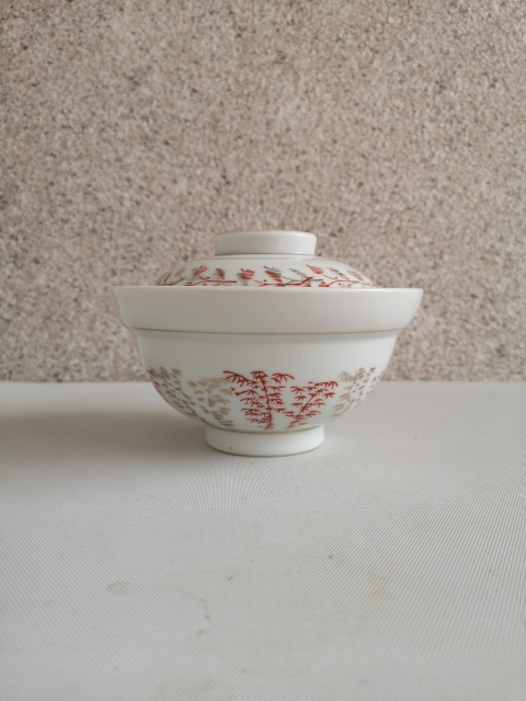 古玩陶瓷竹紋描金蓋碗拍賣,當前價格298元