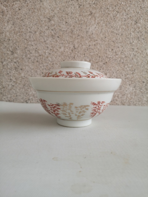古玩陶瓷竹紋描金蓋碗拍賣,當前價格298元