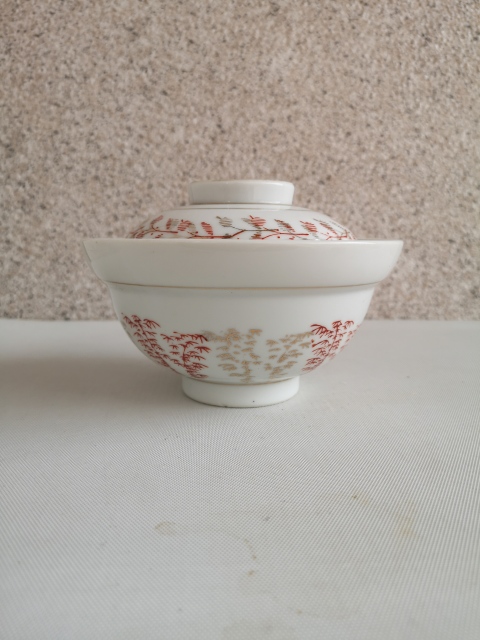 古玩陶瓷竹紋描金蓋碗拍賣,當前價格298元