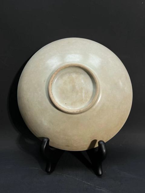 古玩陶瓷明末清初青花梧葉詩文盤拍賣,當前價格8888元