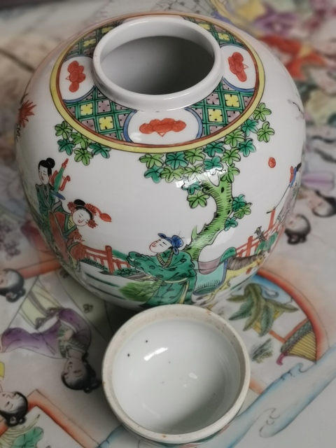古玩陶瓷五彩西廂記紋蓋罐拍賣,當前價格6688元