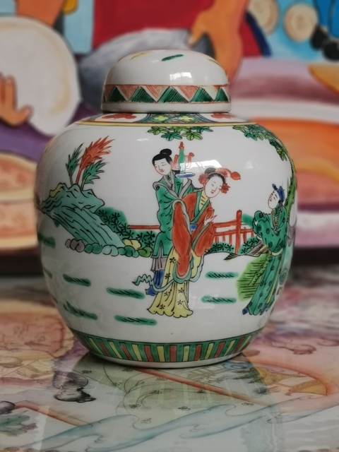 古玩陶瓷五彩西廂記紋蓋罐拍賣,當前價格6688元
