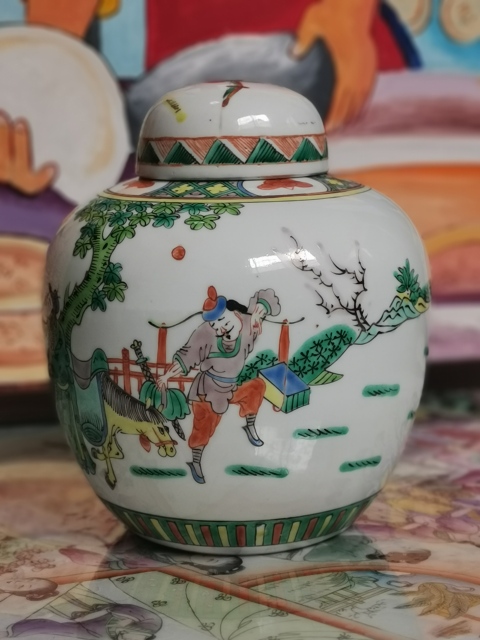 古玩陶瓷五彩西廂記紋蓋罐拍賣,當前價格6688元