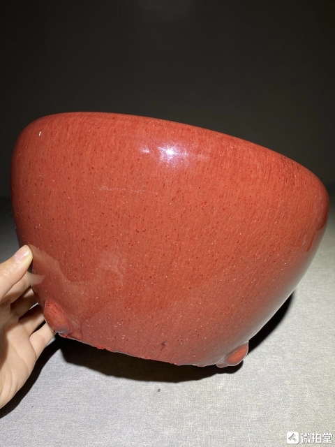 古玩陶瓷清乾隆窯變紅釉大香爐拍賣,當前價格3688元