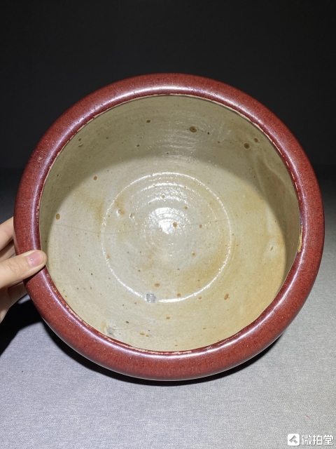 古玩陶瓷清乾隆窯變紅釉大香爐拍賣,當前價格3688元