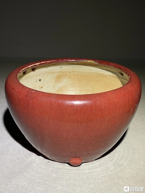 古玩陶瓷清乾隆窯變紅釉大香爐拍賣,當前價格3688元