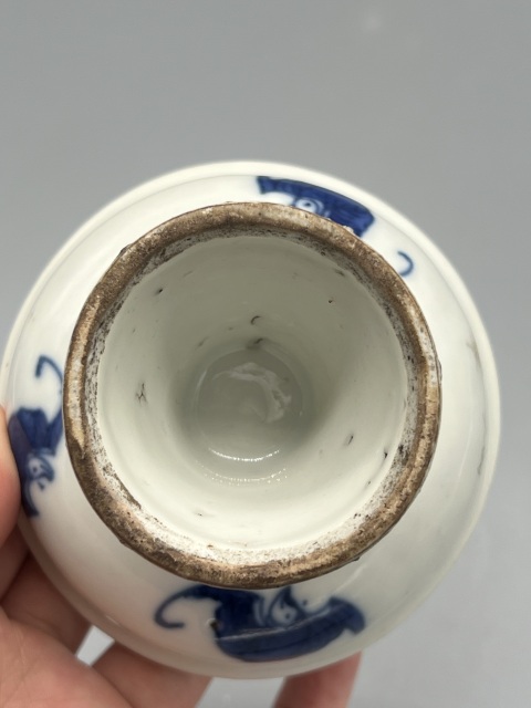 古玩陶瓷清晚期青花山水高足調料盤拍賣,當前價格990元