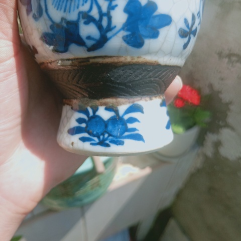 古玩陶瓷哥釉青花花鳥紋蒜頭賞瓶拍賣，當前價格2980元