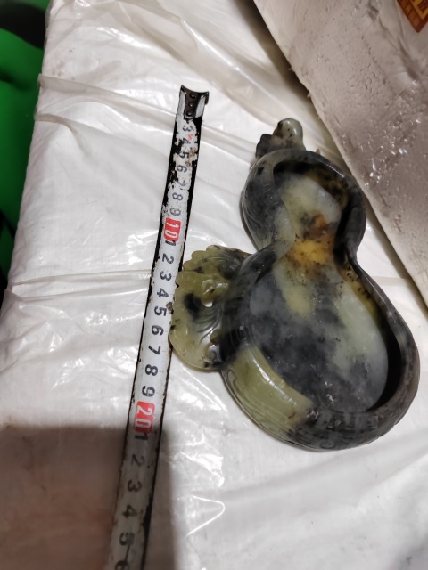 古玩玉器岫玉雕“葫蘆形筆洗”拍賣，當前價格1366元