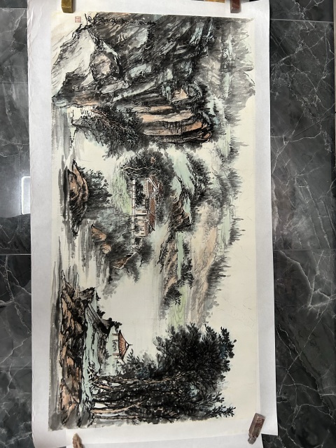 古玩字畫(huà)梁永亮老師《溪山圖》拍賣(mài)，當(dāng)前價(jià)格758元