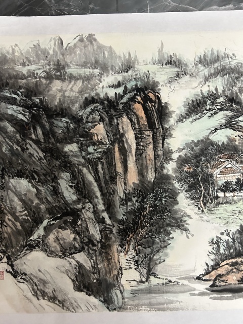 古玩字畫(huà)梁永亮老師《溪山圖》拍賣(mài)，當(dāng)前價(jià)格758元
