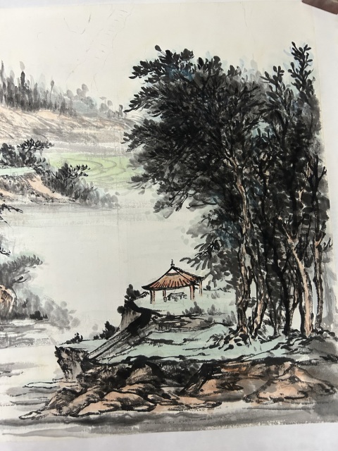 古玩字畫(huà)梁永亮老師《溪山圖》拍賣(mài)，當(dāng)前價(jià)格758元