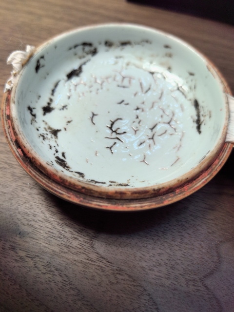 古玩陶瓷清中期祭紅印泥盒拍賣，當前價格11000元