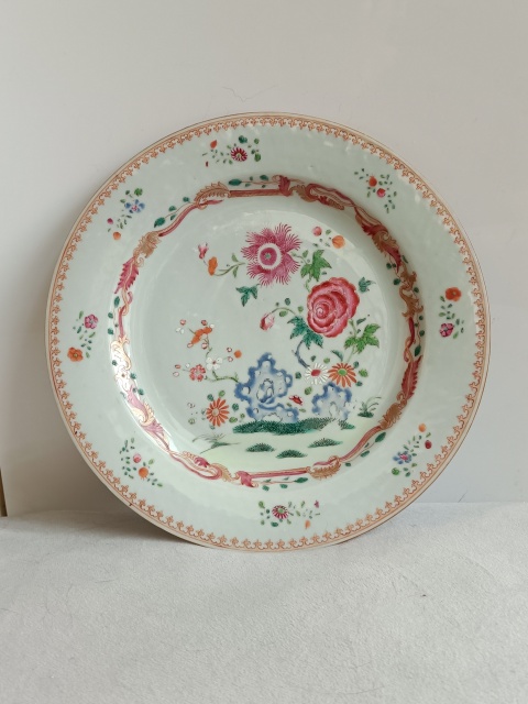 古玩陶瓷粉彩花鳥花卉紋盤拍賣，當前價格1230元