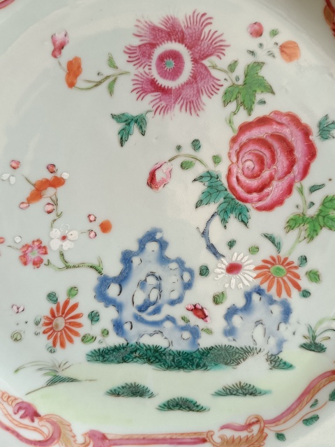 古玩陶瓷粉彩花鳥花卉紋盤拍賣，當前價格1230元