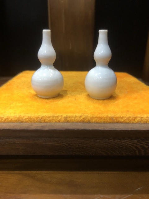 古玩陶瓷甜白釉小葫蘆瓶一對拍賣，當前價格3888元