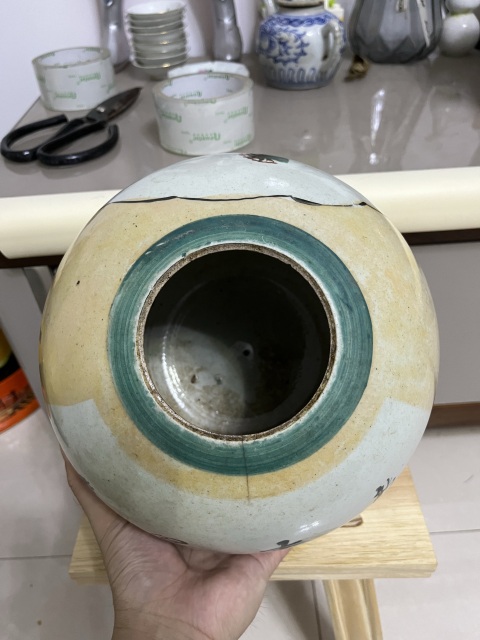 古玩陶瓷民國開窗山水詩文西瓜罐拍賣,當前價格288元