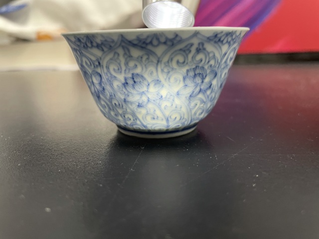 古玩陶瓷清康熙·青花輕描淡寫荷花杯碟套拍賣，當前價格3000元