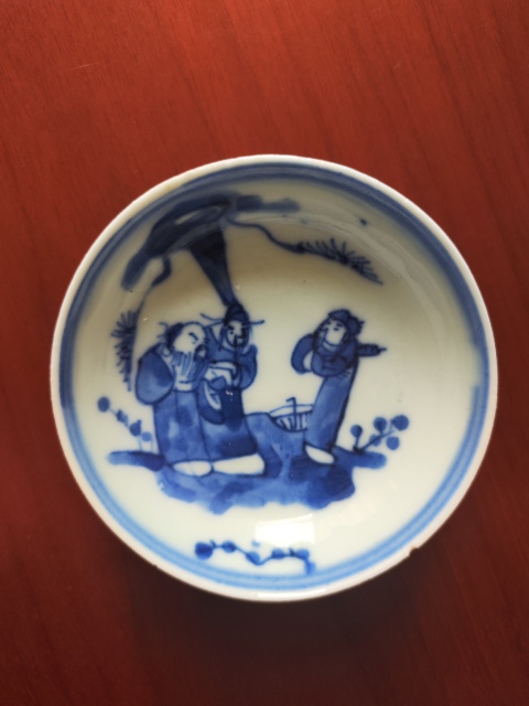 古玩陶瓷三星高照圖青花盤拍賣，當(dāng)前價(jià)格1800元