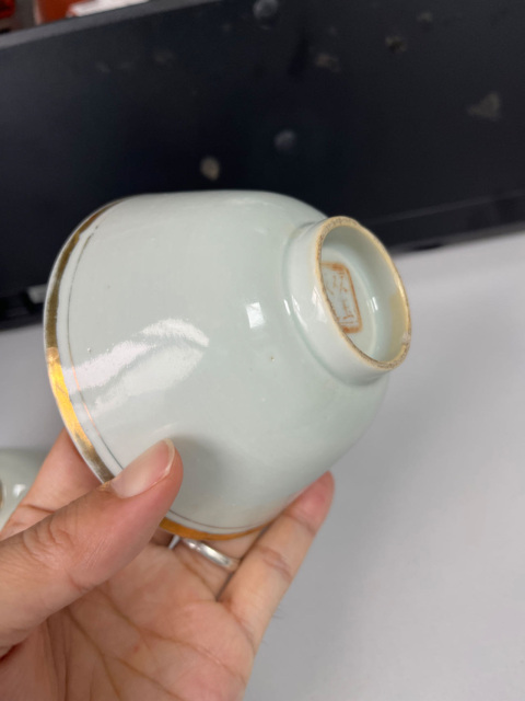 古玩陶瓷清末民初白釉描金蓋碗拍賣,當前價格120元
