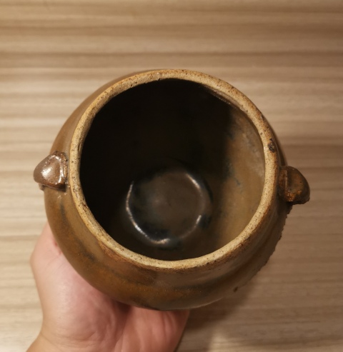 古玩陶瓷明磁州窯褐釉雙系罐拍賣，當前價格299元