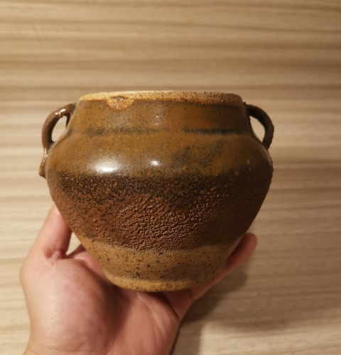 古玩陶瓷明磁州窯褐釉雙系罐拍賣，當前價格299元