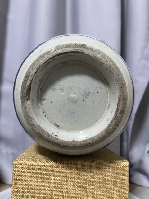 古玩陶瓷清中期花卉紋青花四系壺拍賣，當前價格1200元